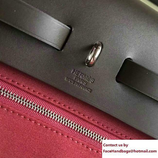 Hermes Canvas And Leather Herbag Zip 31 Bag Burgundy/Black