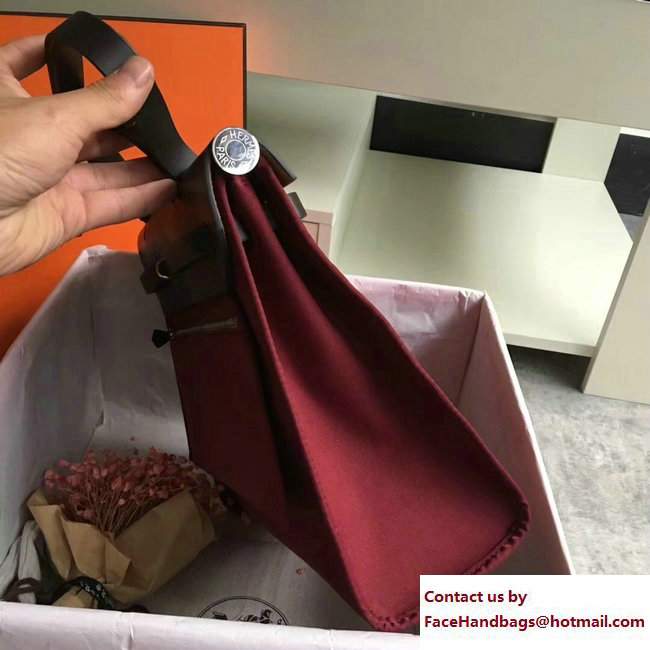 Hermes Canvas And Leather Herbag Zip 31 Bag Burgundy/Black