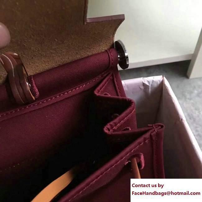 Hermes Canvas And Leather Herbag Zip 31 Bag Burgundy/Light Coffee