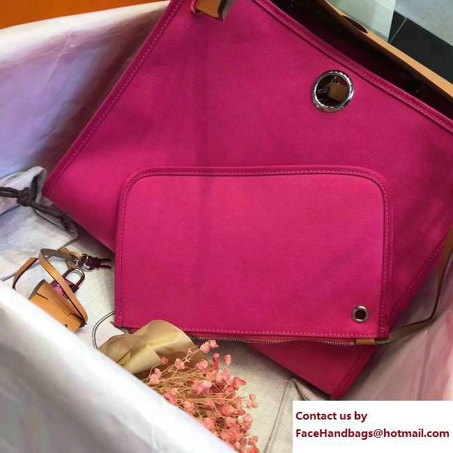 Hermes Canvas And Leather Herbag Zip 31 Bag Fuchsia/Khaki