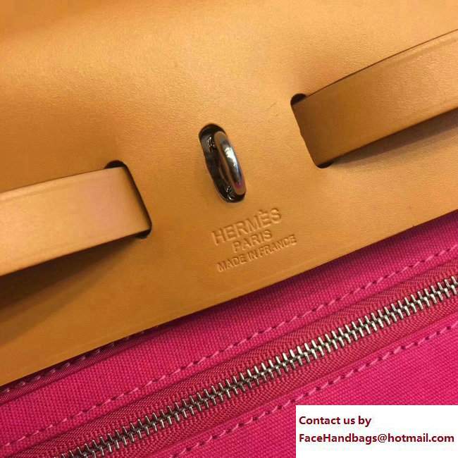 Hermes Canvas And Leather Herbag Zip 31 Bag Fuchsia/Khaki