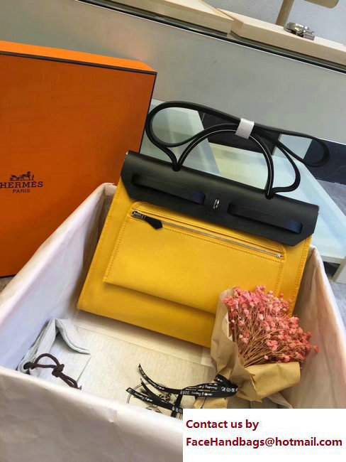 Hermes Canvas And Leather Herbag Zip 31 Bag Yellow/Black