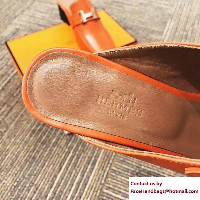 Hermes Heel 5cm H Buckle Paradis Mules Orange 2017