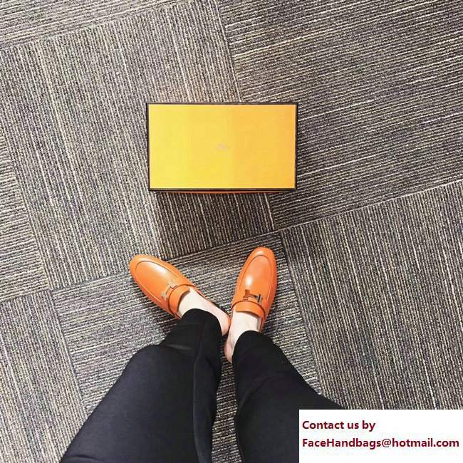 Hermes Heel 5cm H Buckle Paradis Mules Orange 2017