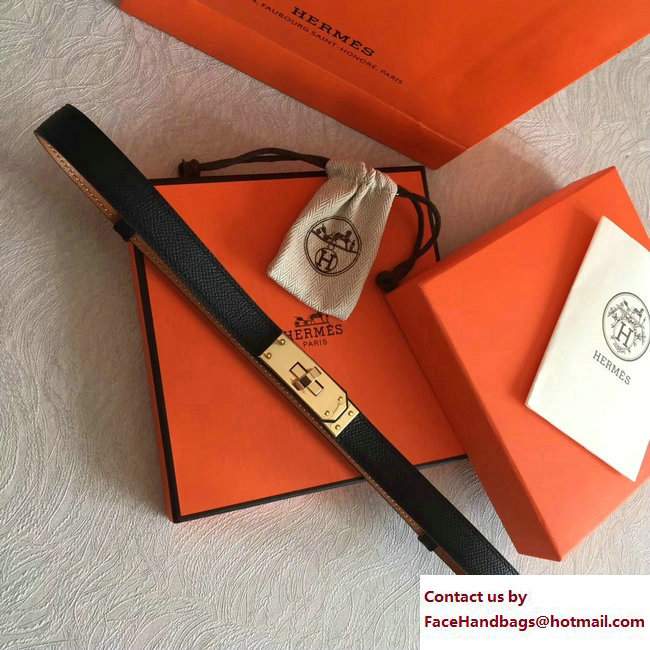 Hermes Width 20mm Epsom Calfskin Kelly Belt Black/Gold