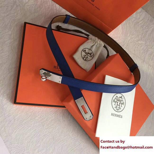 Hermes Width 20mm Epsom Calfskin Kelly Belt Blue/Silver