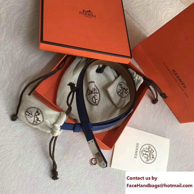 Hermes Width 20mm Epsom Calfskin Kelly Belt Blue/Silver