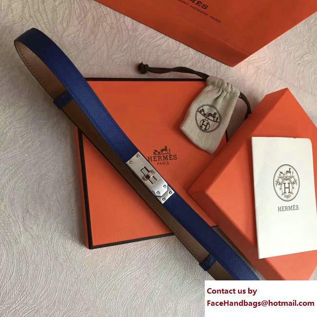 Hermes Width 20mm Epsom Calfskin Kelly Belt Blue/Silver