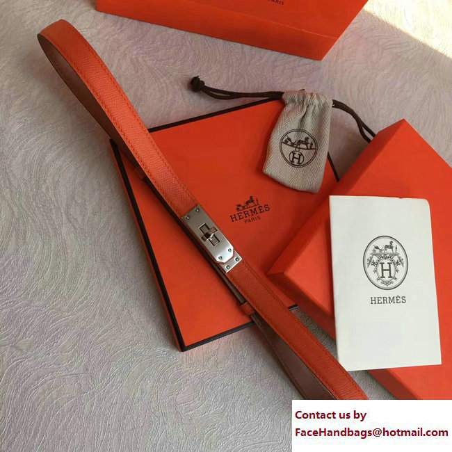 Hermes Width 20mm Epsom Calfskin Kelly Belt Orange/Silver