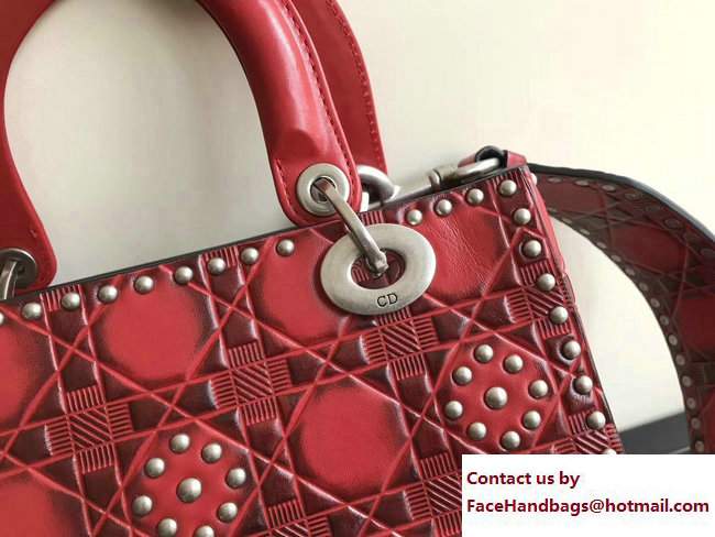 Lady Dior Studded Flowers Supple Medium Bag Red Cruise 2018