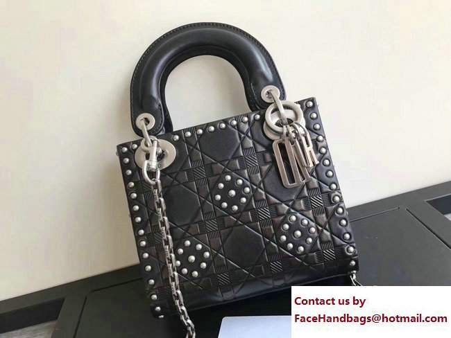 Lady Dior Studded Flowers Supple Mini Bag Black Cruise 2018