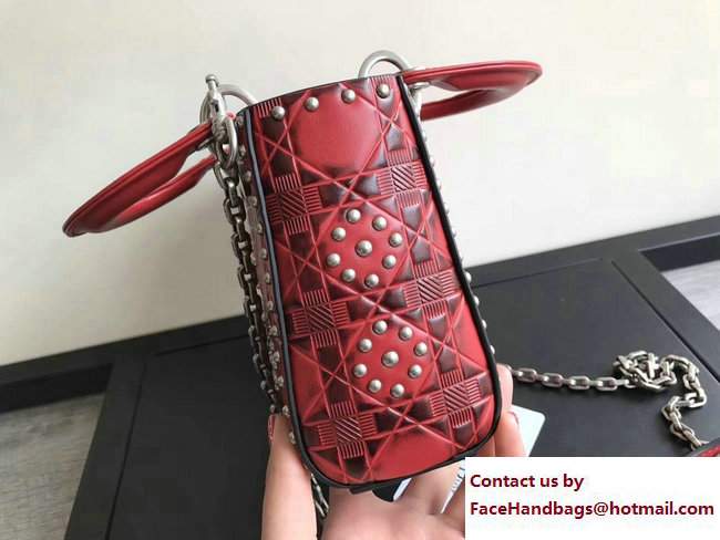 Lady Dior Studded Flowers Supple Mini Bag Red Cruise 2018