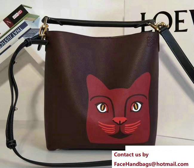 Loewe T Bucket Cat Small Bag Oxblood/Rouge 2017