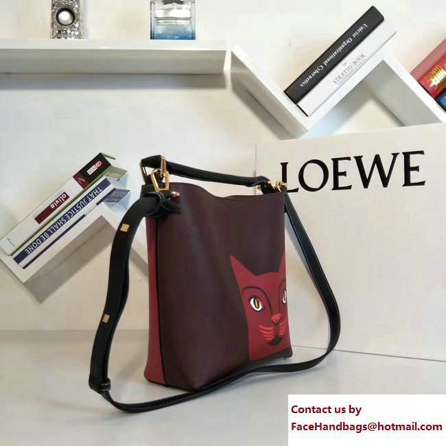 Loewe T Bucket Cat Small Bag Oxblood/Rouge 2017