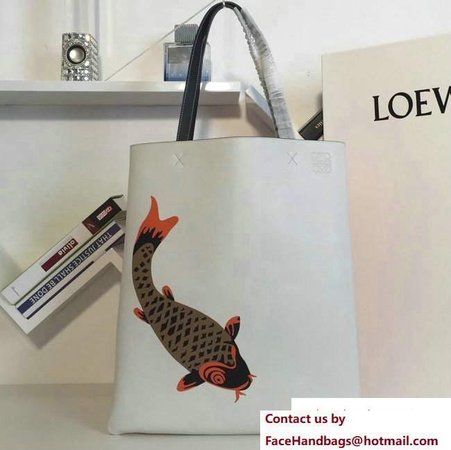 Loewe Vertical Tote Pesce Bag Soft White/Orange 2017