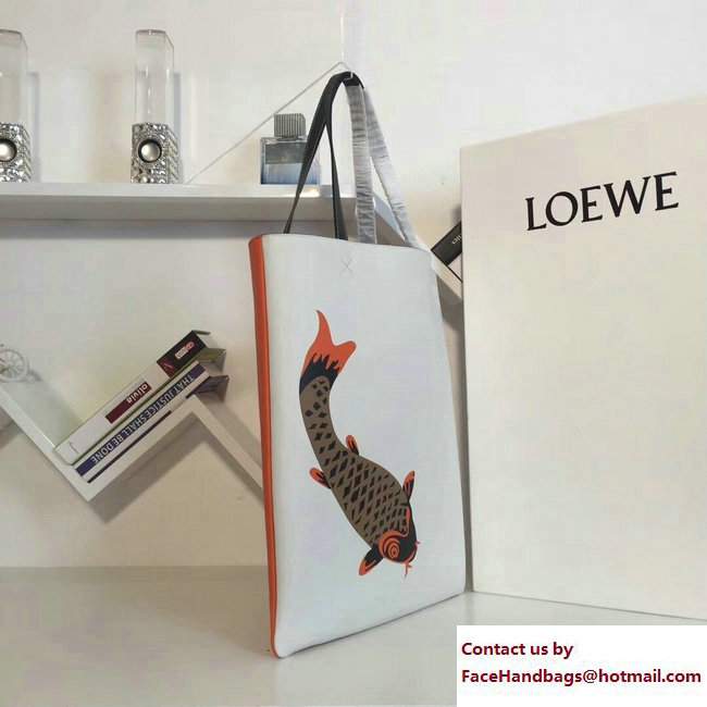 Loewe Vertical Tote Pesce Bag Soft White/Orange 2017