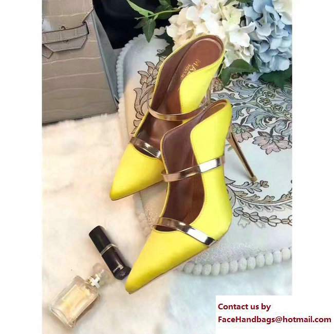 Malone Souliers Heel 10cm Maureen Pumps Satin Yellow 2017