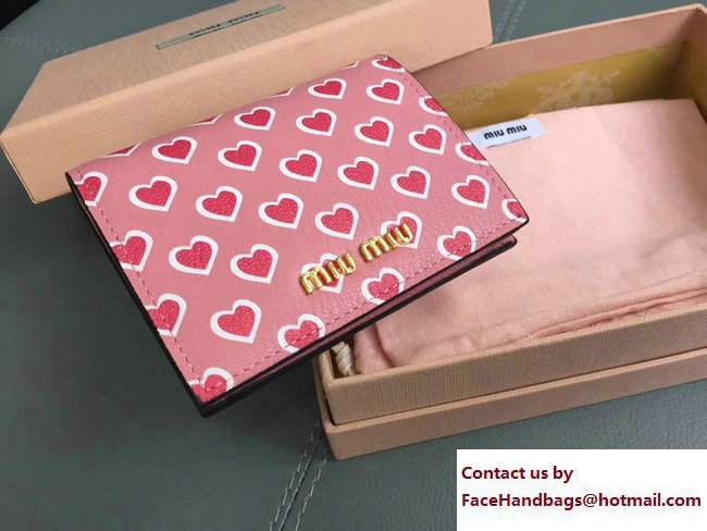 Miu Miu Madras Goat Leather Wallet 5MV204 Heart Pink 2017