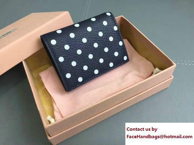 Miu Miu Madras Goat Leather Wallet 5MV204 Polka-dot Black 2017