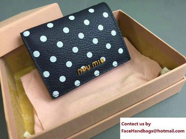 Miu Miu Madras Goat Leather Wallet 5MV204 Polka-dot Black 2017