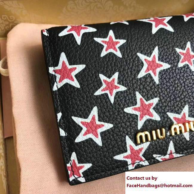 Miu Miu Madras Goat Leather Wallet 5MV204 Star Black 2017