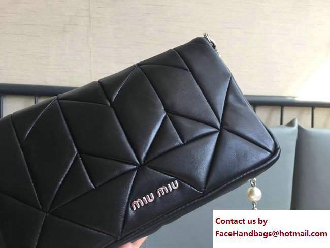 Miu Miu Pearl Cristal Chain Shoulder Bag 5BD063 Black 2017