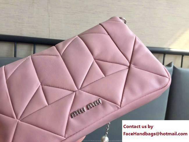 Miu Miu Pearl Cristal Chain Shoulder Bag 5BD063 Pink 2017