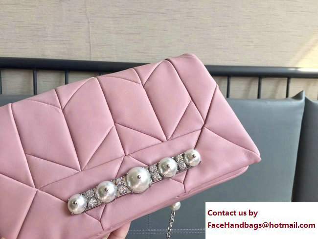 Miu Miu Pearl Cristal Chain Shoulder Bag 5BD063 Pink 2017