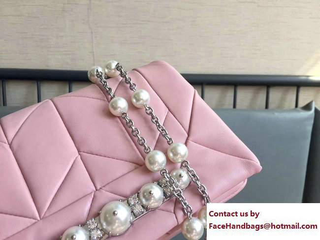 Miu Miu Pearl Cristal Chain Shoulder Bag 5BD063 Pink 2017