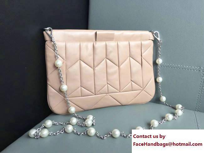 Miu Miu Pearl Cristal Chain Shoulder Clutch Bag 5BH356 Nude 2017