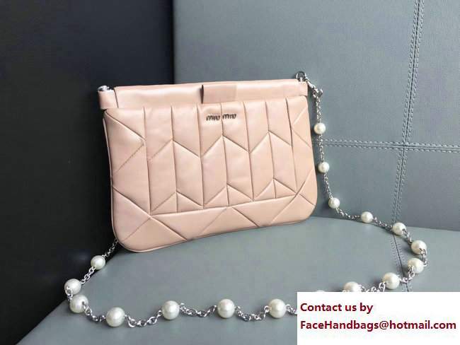 Miu Miu Pearl Cristal Chain Shoulder Clutch Bag 5BH356 Nude 2017