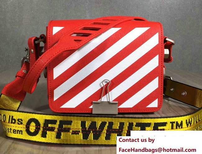 Off-White Binder Clip Bag With Diagonals Red 2017