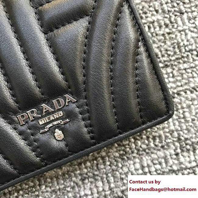 Prada Small Quilted Leather Compact Wallet 1MV204 Black 2018