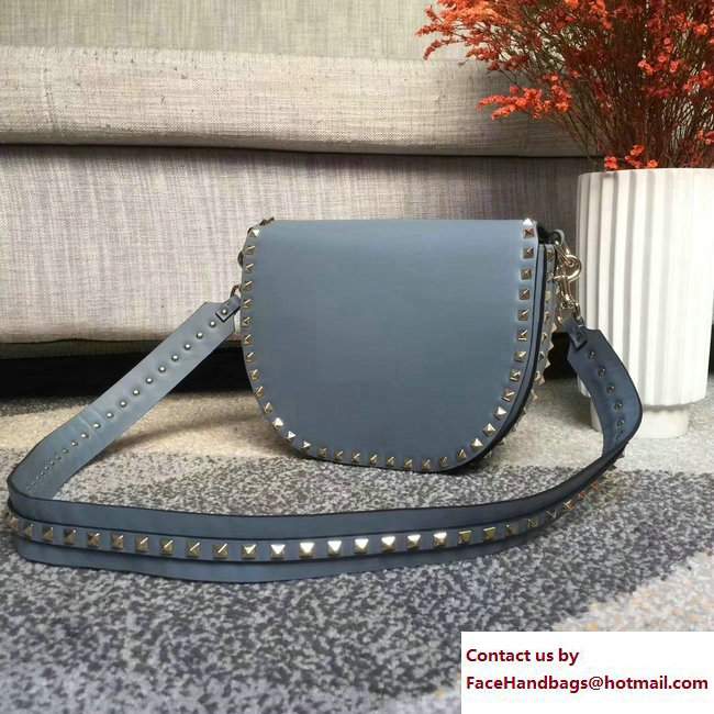 Valentino Calfskin Rockstud Shoulder Crossbody Bag Light Blue 2018