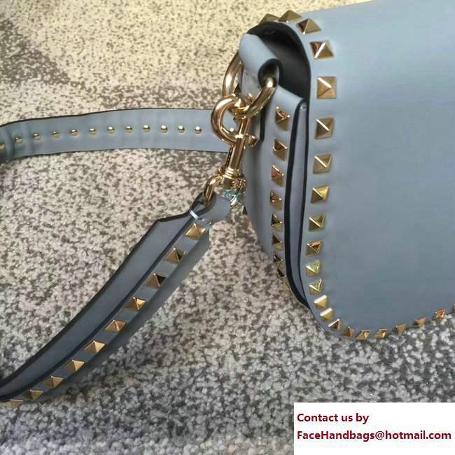 Valentino Calfskin Rockstud Shoulder Crossbody Bag Light Blue 2018