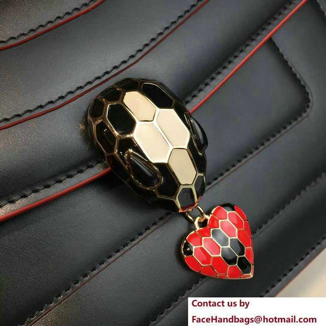 Bvlgari Love Heart Charm Serpenti Forever Flap Cover Shoulder Bag Black 2018