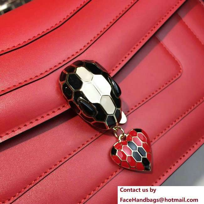 Bvlgari Love Heart Charm Serpenti Forever Flap Cover Shoulder Bag Red 2018