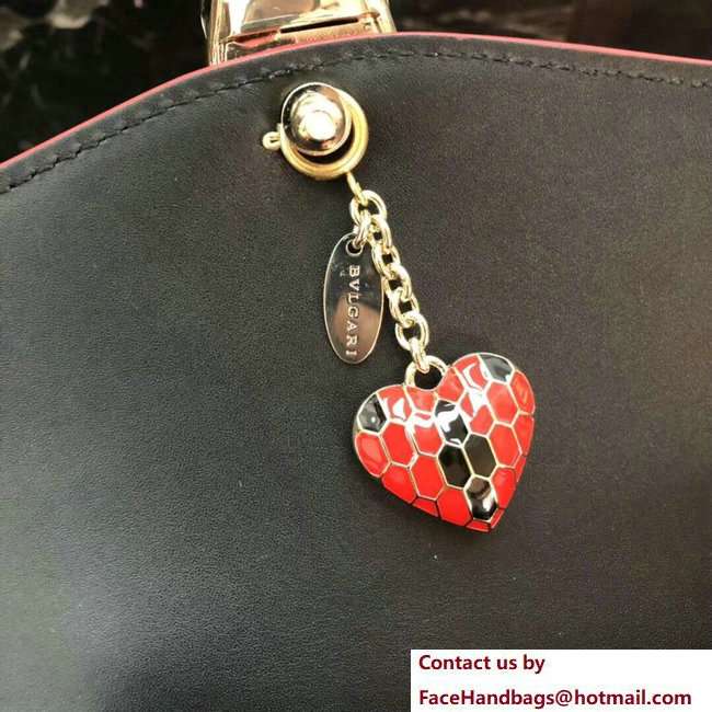 Bvlgari Love Heart Charm Serpenti Forever Flap Cover Small Bag Black 2018