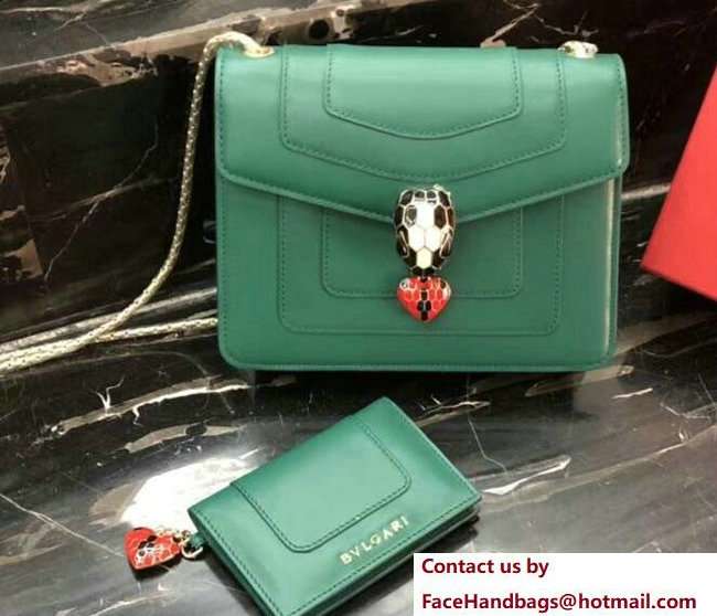 Bvlgari Love Heart Charm Serpenti Forever Flap Cover Small Bag Green 2018