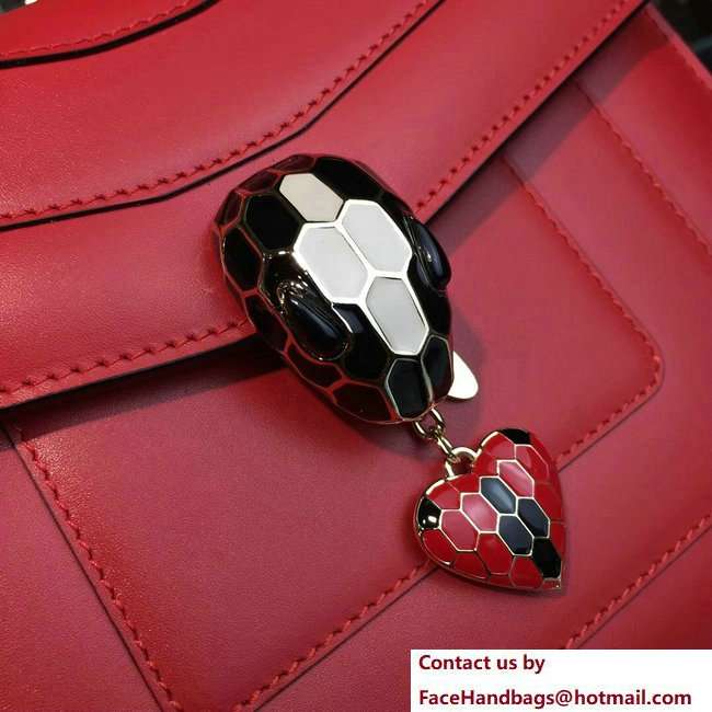 Bvlgari Love Heart Charm Serpenti Forever Flap Cover Small Bag Red 2018