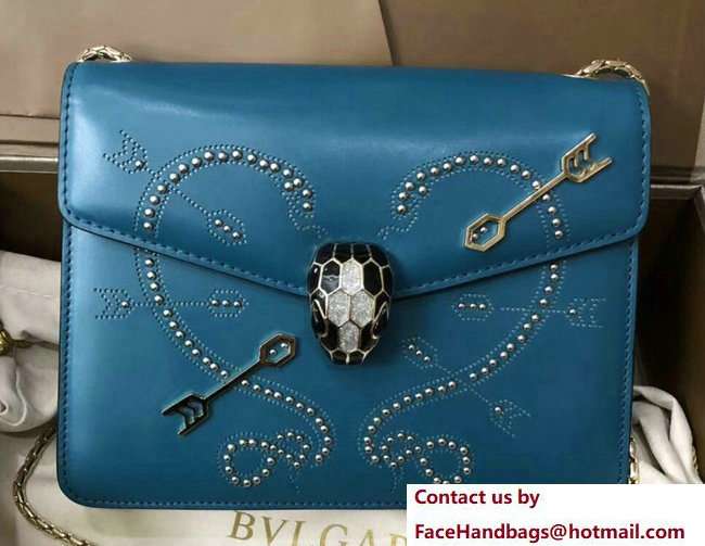 Bvlgari Pop Heart Serpenti Forever Flap Cover Small Bag Cyan 2018