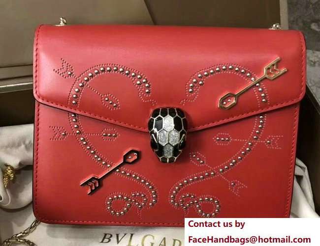 Bvlgari Pop Heart Serpenti Forever Flap Cover Small Bag Red 2018