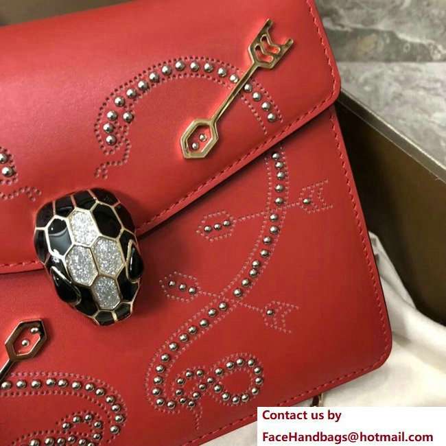 Bvlgari Pop Heart Serpenti Forever Flap Cover Small Bag Red 2018