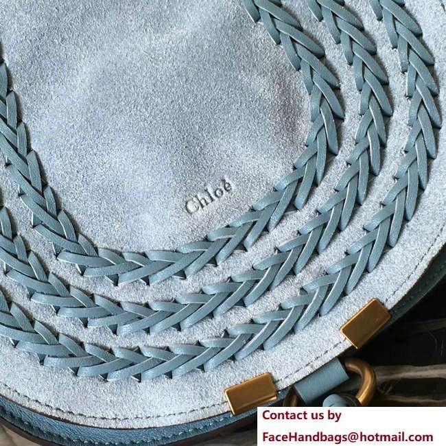 Chloe Suede Calfskin Marcie Round Saddle Bag Light Blue 2018