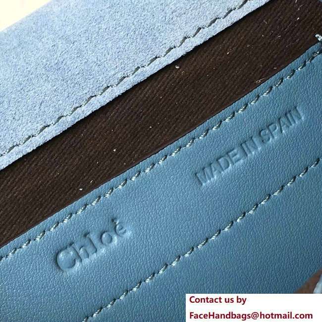 Chloe Suede Calfskin Marcie Round Saddle Bag Light Blue 2018