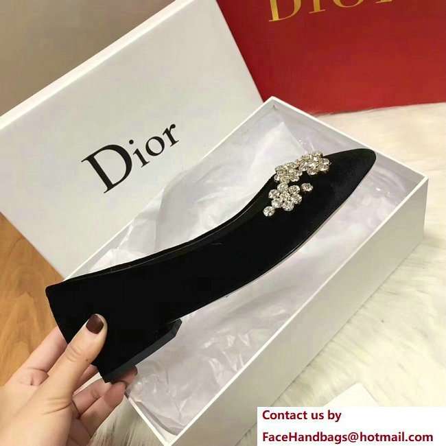 Dior Ballet Pumps In Black Velvet Adorned With Swarovski Rhinestones Cruise 2018