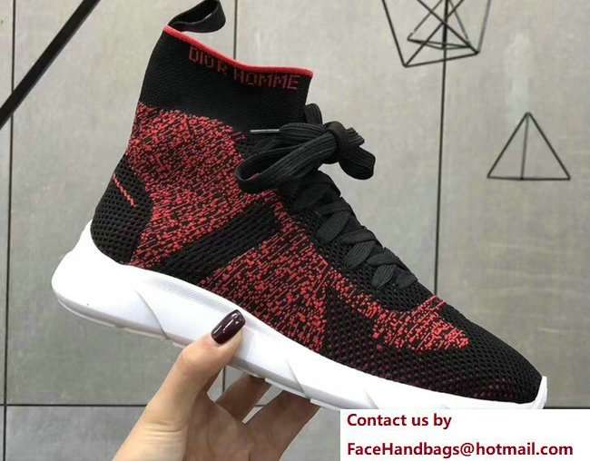 Dior Technical Knit Trainer Lovers Sneakers Red With Dior Homme Logo Spring 2018