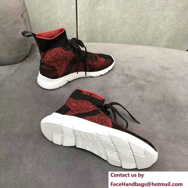 Dior Technical Knit Trainer Lovers Sneakers Red With Dior Homme Logo Spring 2018