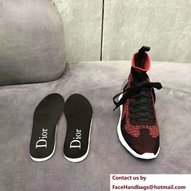 Dior Technical Knit Trainer Lovers Sneakers Red With Dior Homme Logo Spring 2018