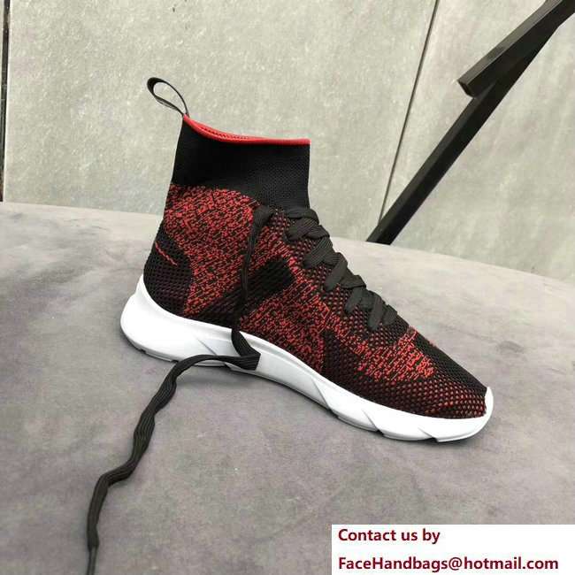 Dior Technical Knit Trainer Lovers Sneakers Red With Dior Homme Logo Spring 2018